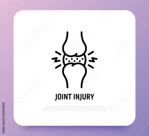 Joint injury, inflammation thin line icon. Arthritis symptom. Vector illustration.