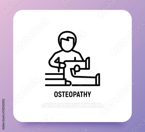 Osteopathy thin line icon. Physiotherapy, arthritis treatment. Massage. Vector illustration.