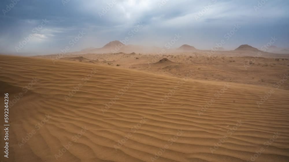 Time-lapse of desert dunes in a cloudy weather Time-lapse of desert dunes in a cloudy weather