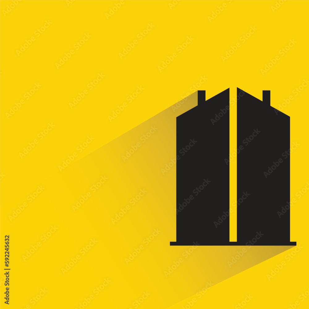 silhouette city building with shadow on yellow background silhouette city building with shadow on yellow background
