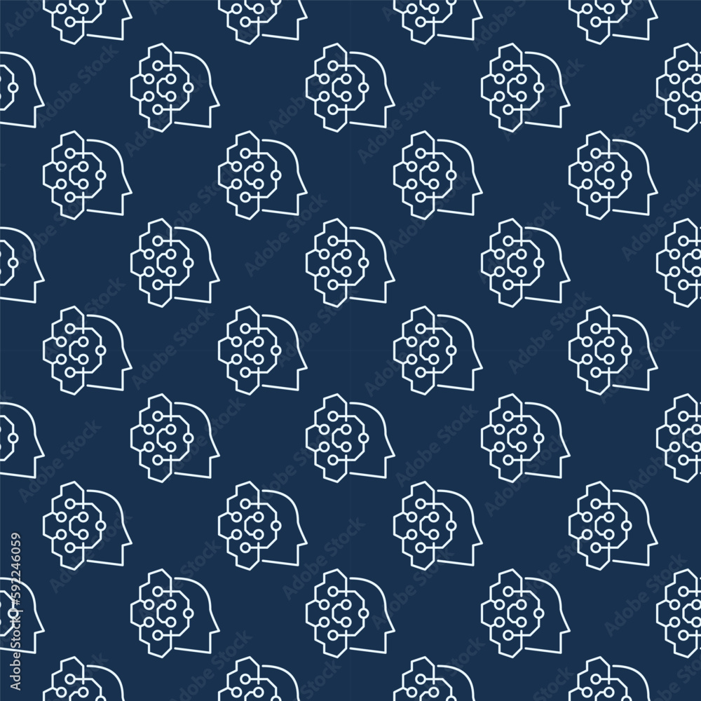 AI connected with Head with Circuits vector blue line seamless pattern AI connected with Head with Circuits vector blue line seamless pattern