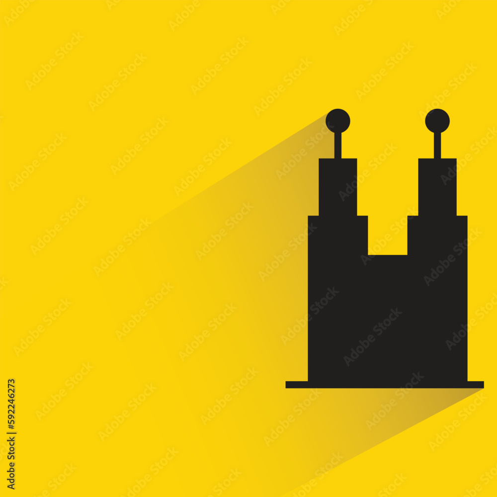 silhouette city building with shadow on yellow background silhouette city building with shadow on yellow background