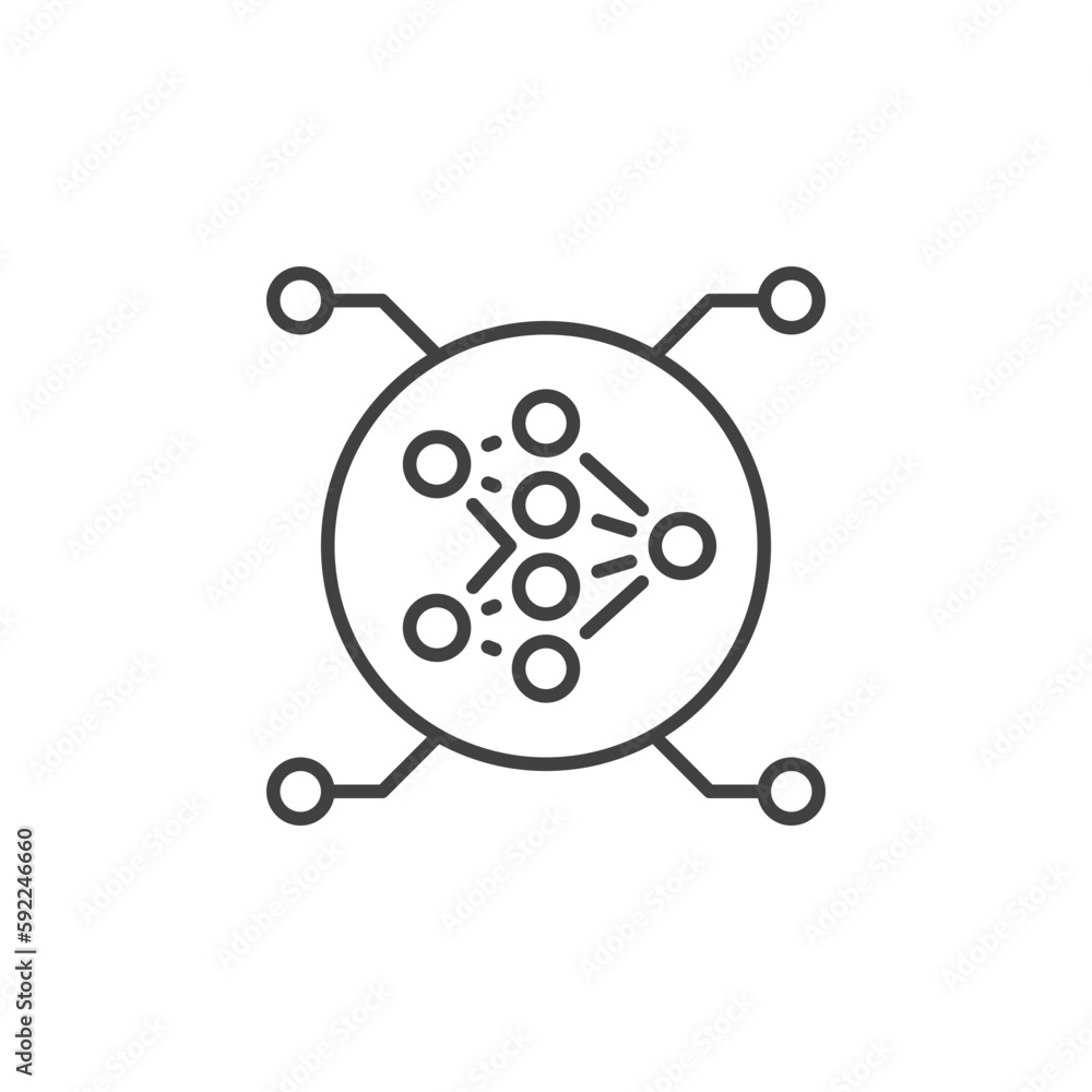 Circle with Artificial Neural Network vector concept thin line icon Circle with Artificial Neural Network vector concept thin line icon