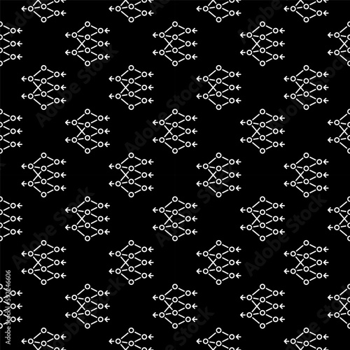 Artificial Neural Network vector dark line seamless pattern