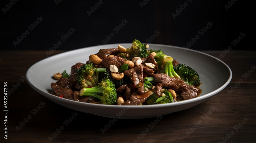 Beef stirfry with broccoli and cashews tender strips of beef stir