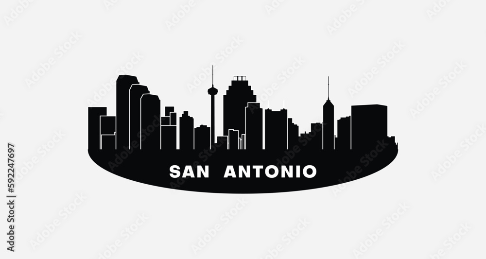 Silhouette of 	San Antonio City skyline - Texas - United States vector graphic element Illustration template design
