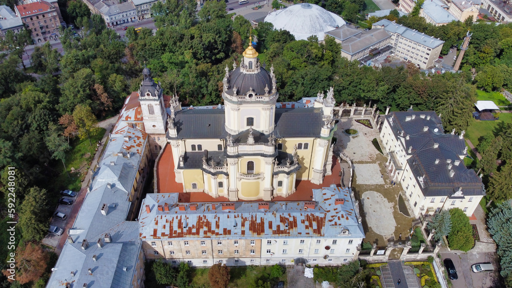 Obraz premium Cathedral of Saint Yura (Saint George's Cathedral). View of the Christian church in the center. Lviv. Ukraine. Europe
