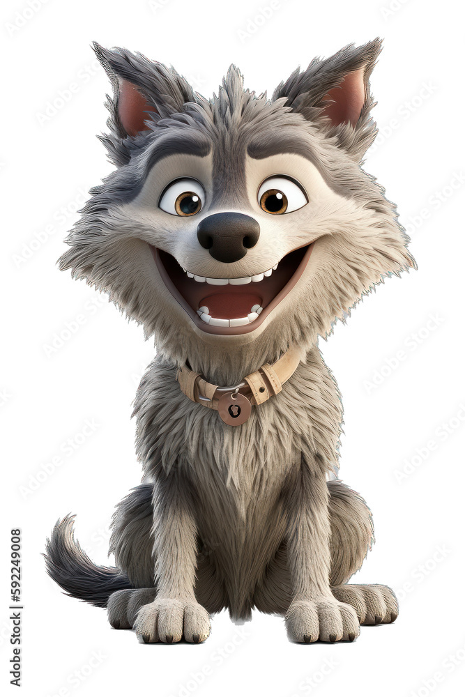 Silly Baby Wolf Character with Curious Expression and Tongue Out Silly Baby Wolf Character with Curious Expression and Tongue Out