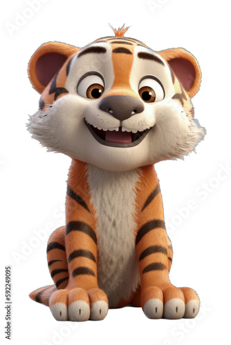 Silly Baby Tiger Character with Curious Expression