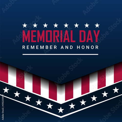 Memorial day background design with remember and honor text 