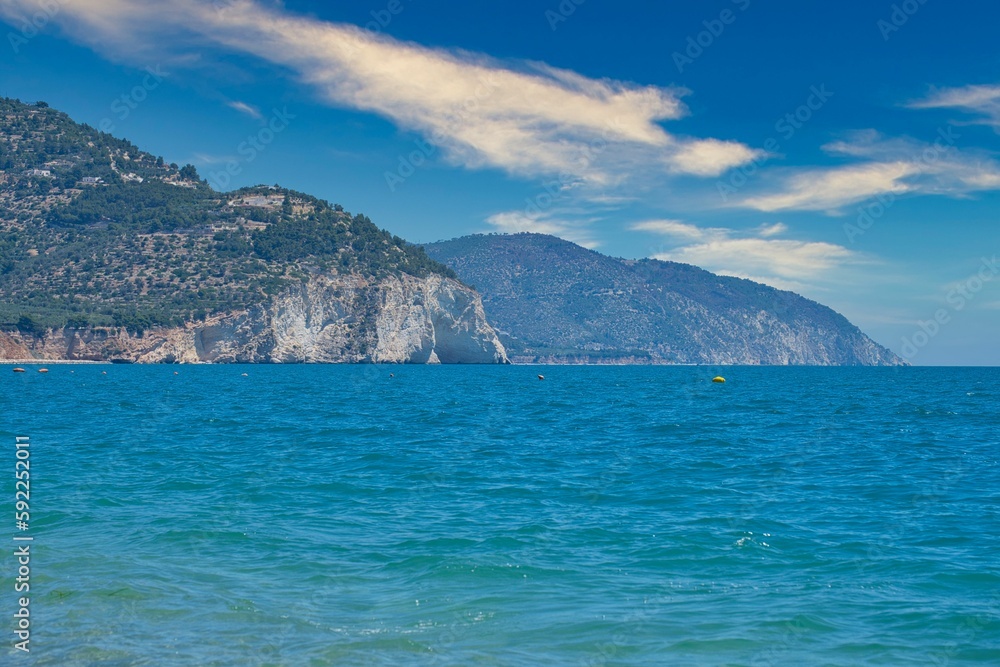 Beautiful landscape with the Gargano mountains and sea in Italy