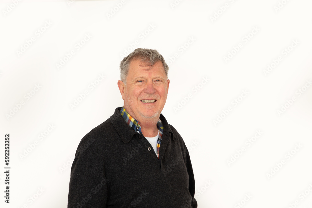 smiling positive looking senior man isolated on white smiling positive looking senior man isolated on white