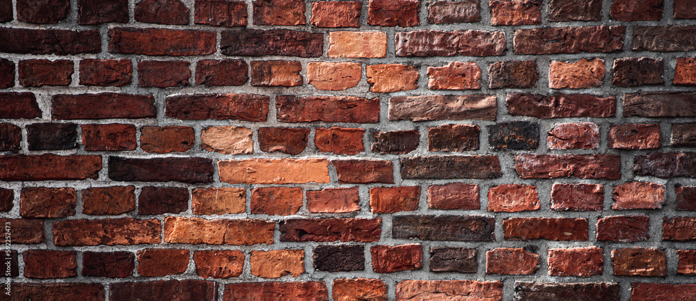 Obraz premium dark texture of old red bricks wall background