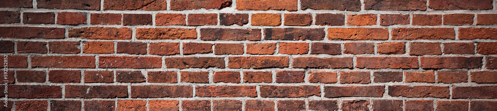 Obraz premium dark texture of old red bricks wall background