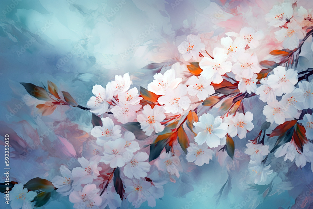 Sakura flowers blossom close-up. Digitally generated AI image