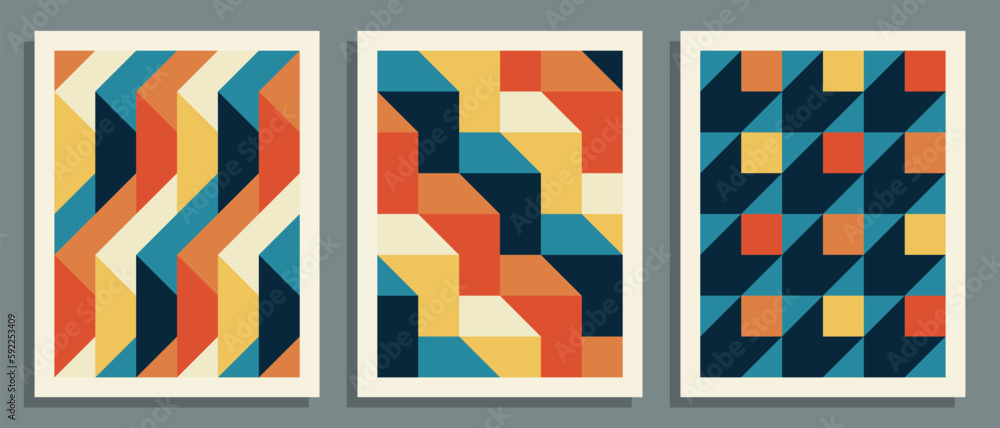 Bauhaus posters. Abstract geometric covers template. Vector illustration.