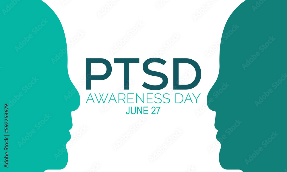 PTSD awareness day is observed every year on June 27. banner design template Vector illustration background design.