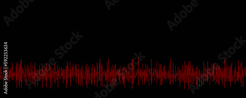 red color sound wave on black background, copy space, space for advertising text, banner concept