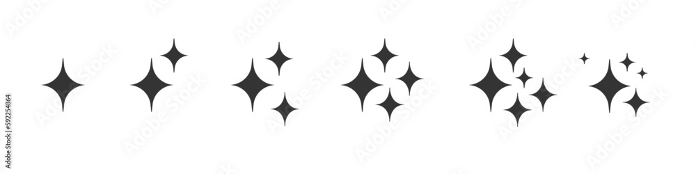 Sparkle star icon set silhouette isolated Sparkle star icon set silhouette isolated