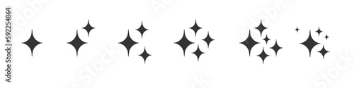 Sparkle star icon set silhouette isolated