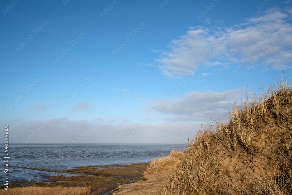 Scenic view of the landscape along the shore of Sylt, North Frisia, Germany