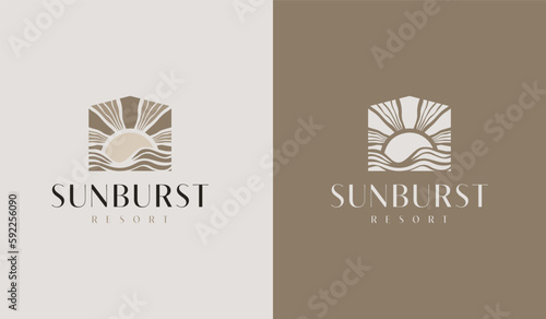 Sunset wave Logo Template. Universal creative premium symbol. Vector illustration