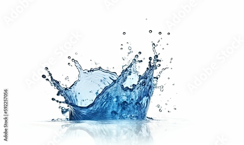 Water splash in blue isolated on white background. Creating using generative AI tools