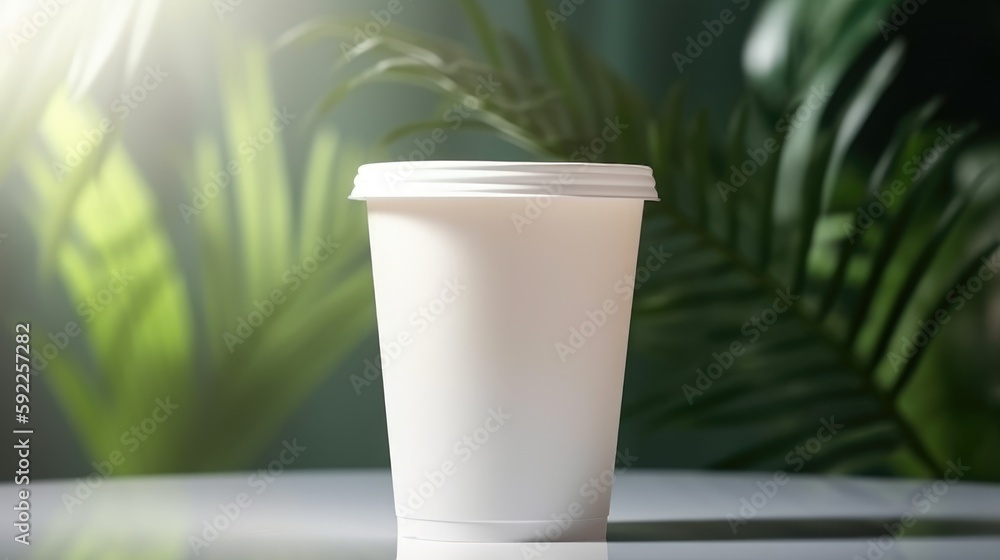 Coffee cup mock up on background with leafs Coffee cup mock up on background with leafs
