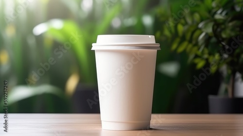 Wallpaper Mural Coffee cup mock up on background with leafs Torontodigital.ca