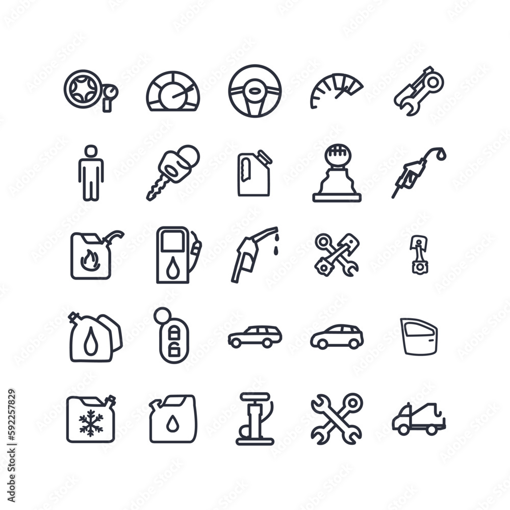 Car service line icon set Car service line icon set
