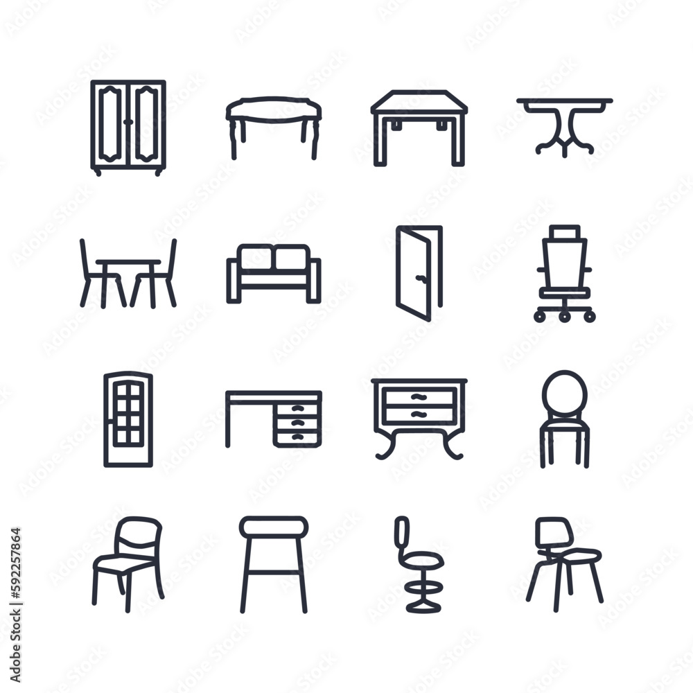 furniture line icon set furniture line icon set