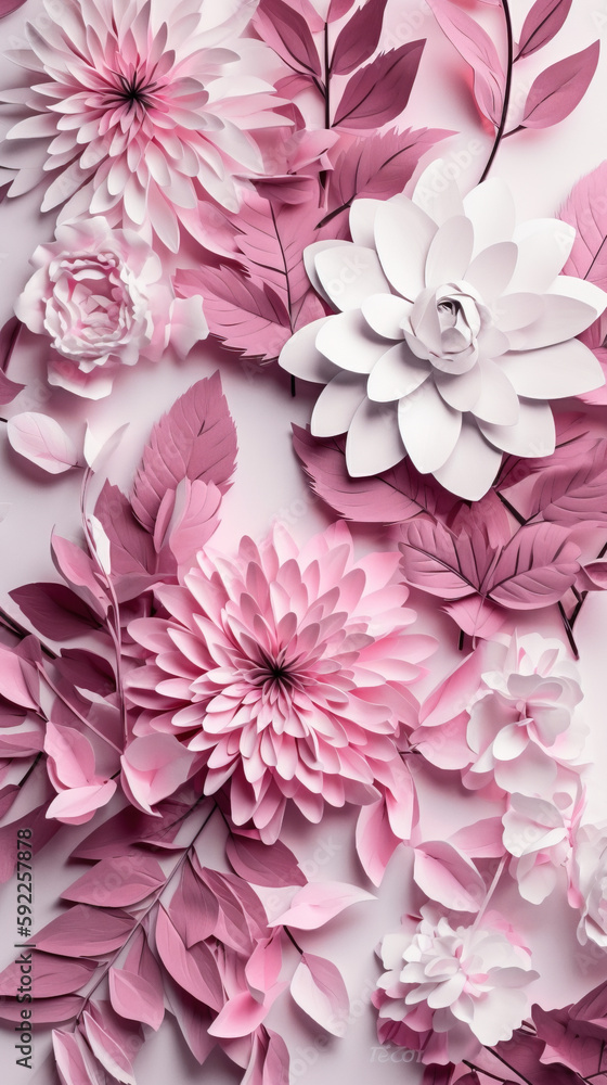 Fototapeta premium Beautiful pink flowers on white background. Digitally generated image