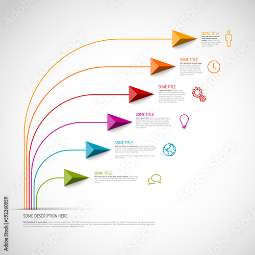 Simple infographic with title and six smaller element option items