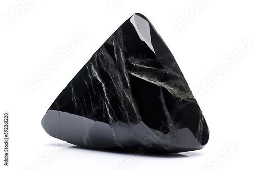 Obsidienne noire d'Arménie isolée sur fond blanc photo