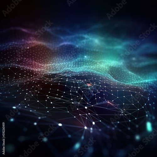 Concept of digital cyberspace and digital data network links. High-speed digital data transfer over the internet, futuristic digital matrix abstract background. generative ai