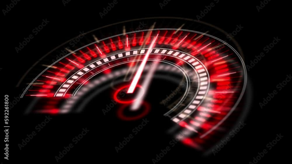 Futuristic 3D speedometer HUD UI element animation. The arrow moves realistically.
Futuristic 3D speedometer HUD UI element animation. The arrow moves realistically.