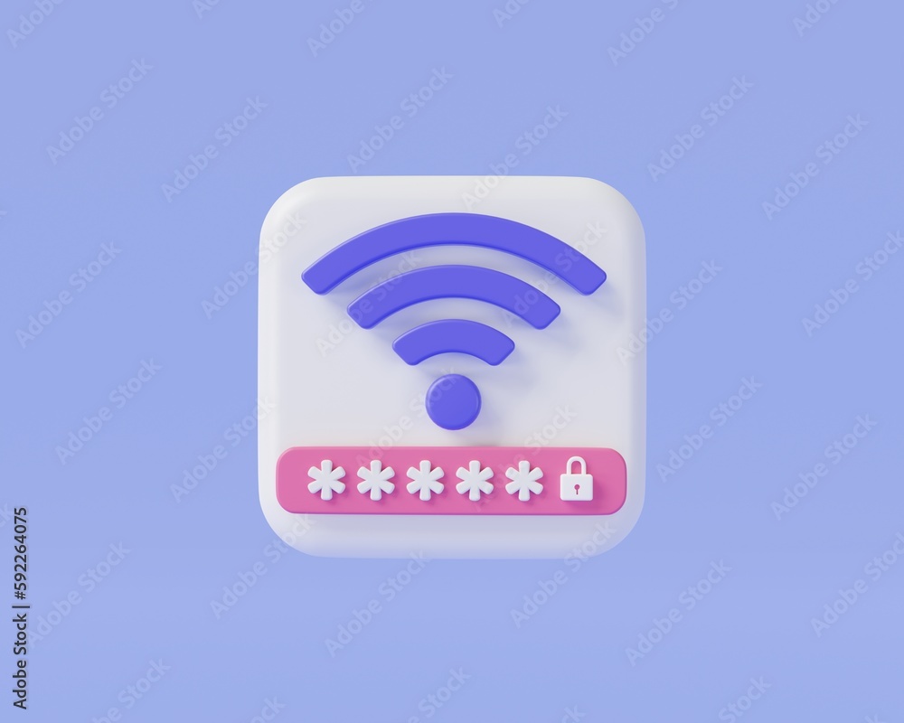 WIFI with password icon on purple background. Wifi access concept. wireless internet. Wi-fi symbol. Wireless protection. VPN, Wifi zone. Wifi Connection. wi-fi security. 3d minimal render illustration WIFI with password icon on purple background. Wifi access concept. wireless internet. Wi-fi symbol. Wireless protection. VPN, Wifi zone. Wifi Connection. wi-fi security. 3d minimal render illustration