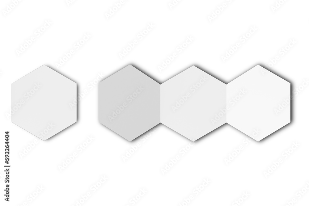 Blank trifold Hexagonal brochure mockup isolated on white background. Hexagonal leaflet template.3d rendering. open and closed leaflet or flyer. Blank trifold Hexagonal brochure mockup isolated on white background. Hexagonal leaflet template.3d rendering. open and closed leaflet or flyer.