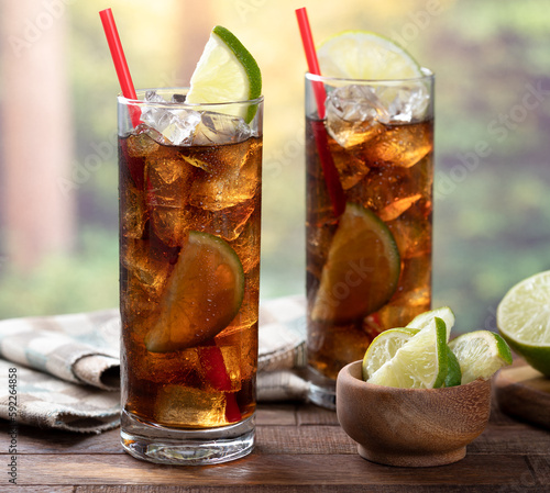 Wallpaper Mural Rum and cola cocktail with lime slice Torontodigital.ca