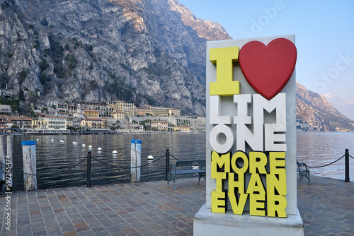 The view of town of Limone del Garda on Lake Garda. Province of Brescia, Lombardia, Italy. photo