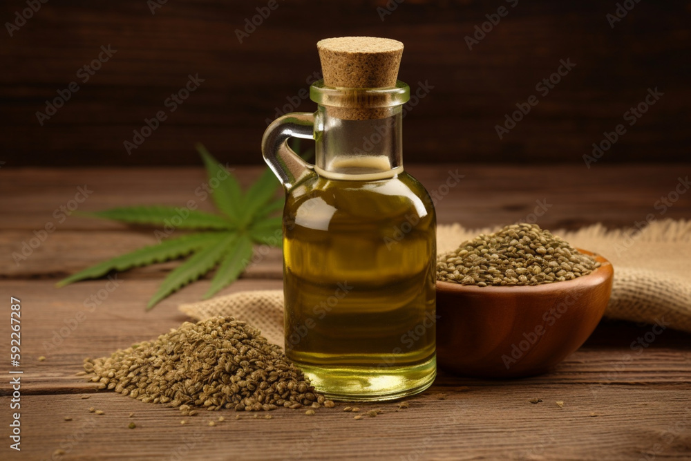 Hemp oil background. Created with generative Ai technology. Hemp oil background. Created with generative Ai technology.