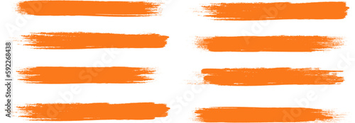 Orange brush stroke set isolated on background. Paint brush stroke vector for ink paint, grunge design element, dirt banner, watercolor design, dirty texture. Trendy brush stroke, vector illustration