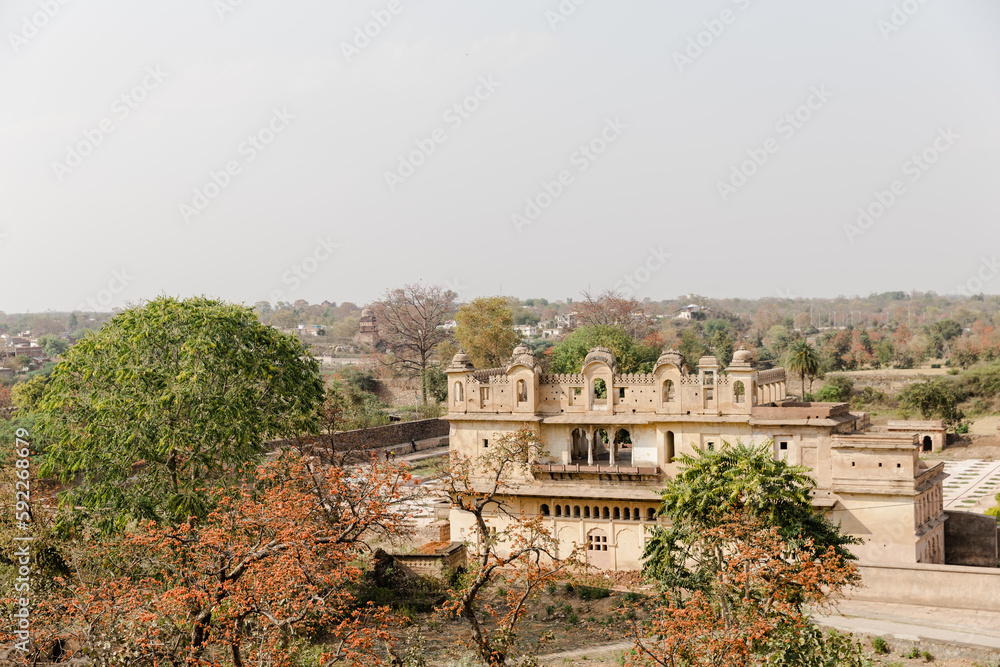 Fototapeta premium Detail of the Jahangir Mahal Palace in Orchha, Madhya Pradesh, India.