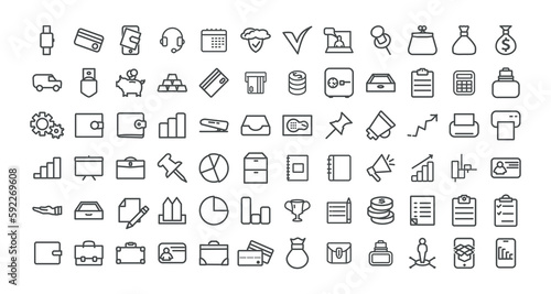 Business and finance line icon set.