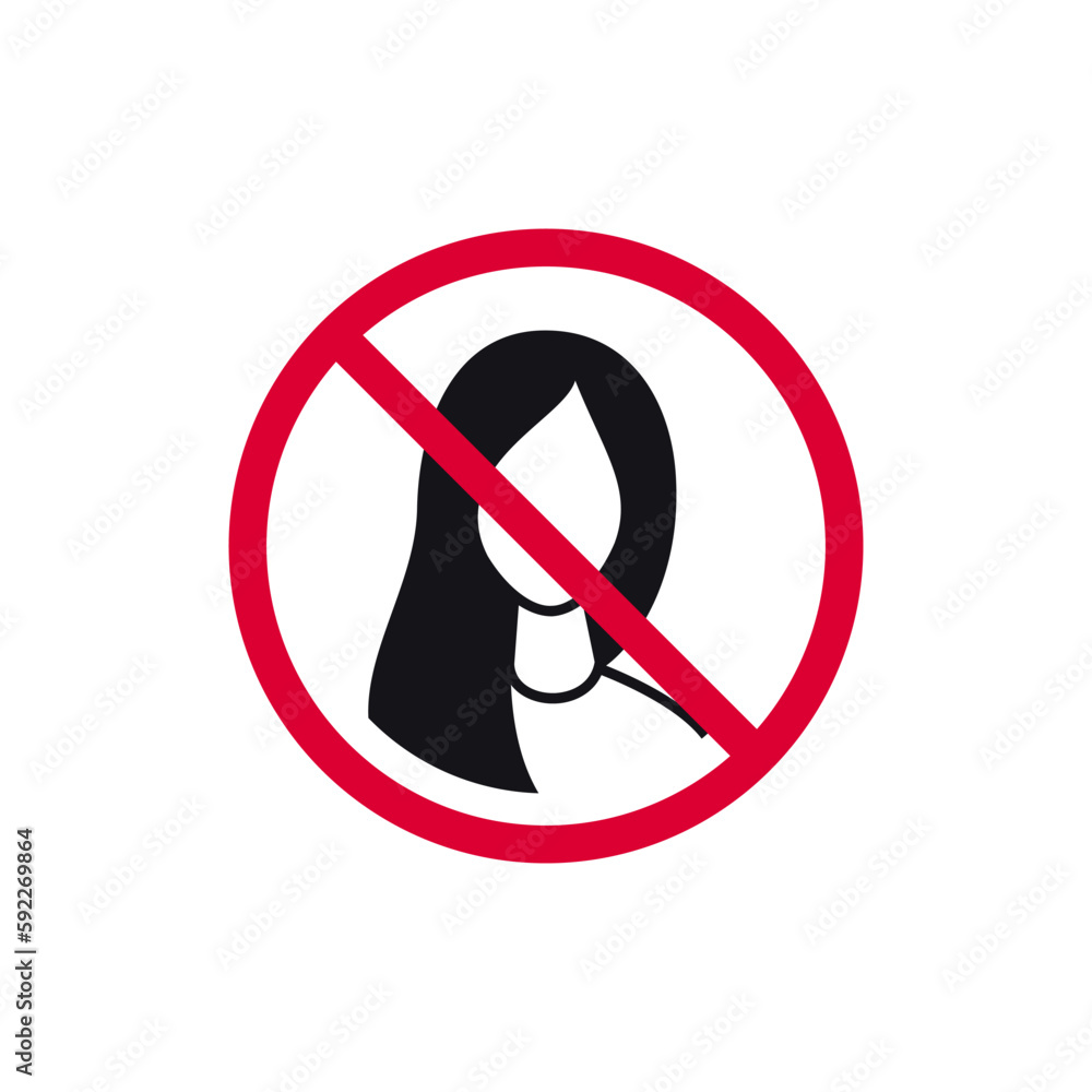 No long hair prohibited sign, forbidden modern round sticker, vector
