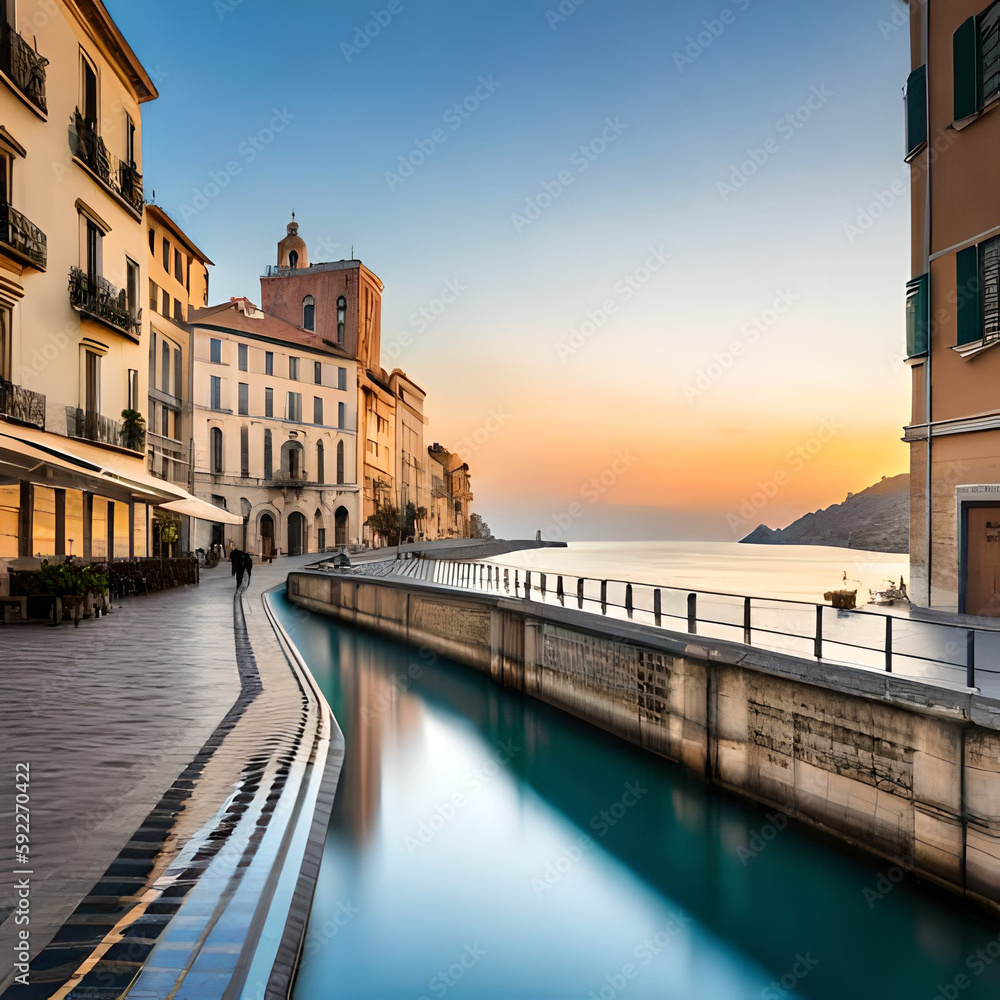 Obraz premium city at sunset