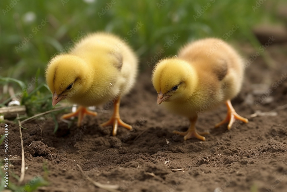 cute chicks clawing the ground