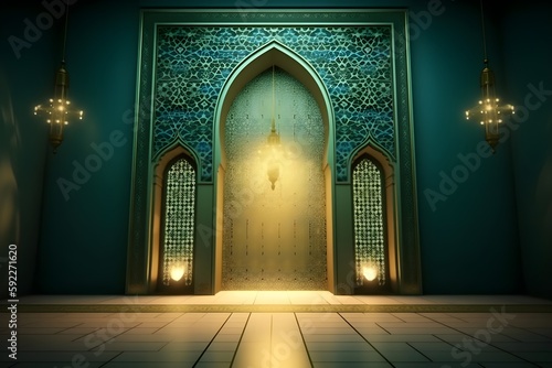 Islamic interior architectural details - Generative AI