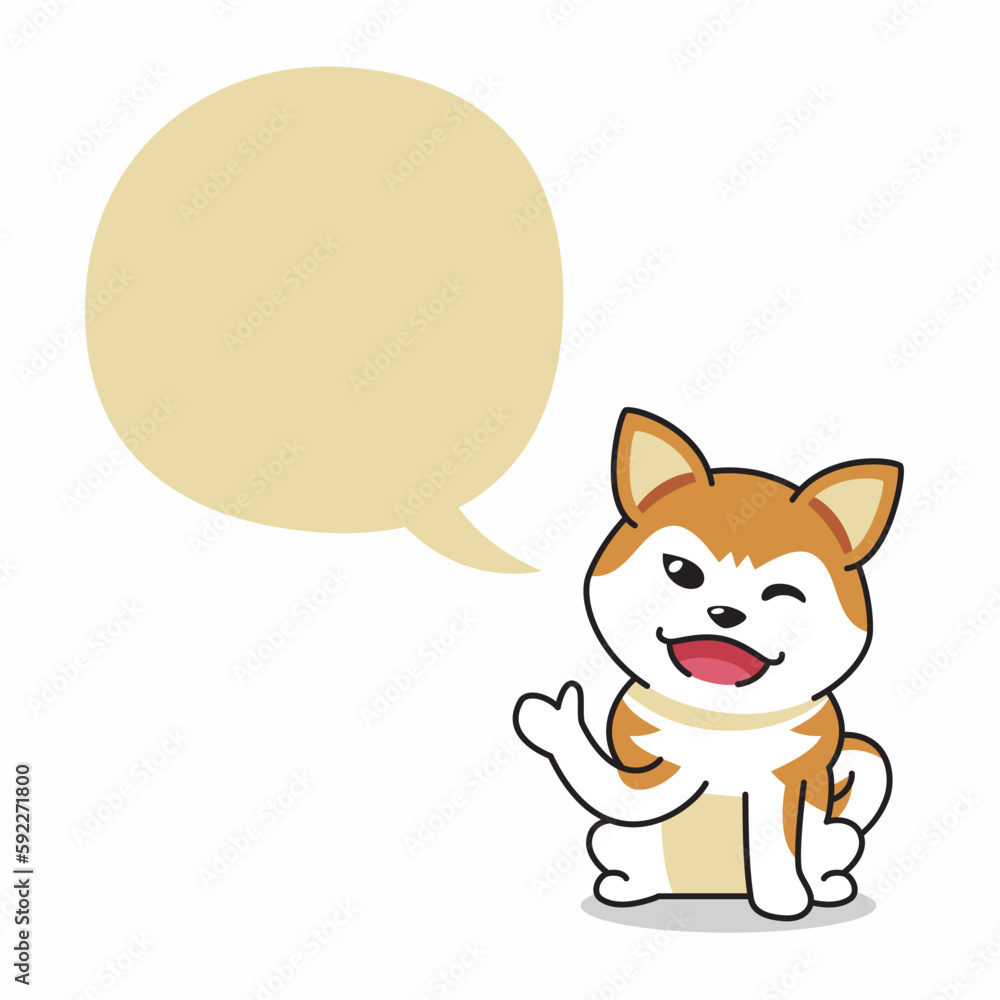 Cartoon character happy akita inu dog with speech bubble for design. Cartoon character happy akita inu dog with speech bubble for design.