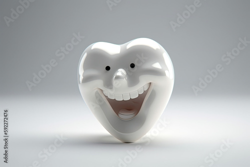 Cute healthy shiny cartoon tooth character  childrens dentistry concept Illustration. 